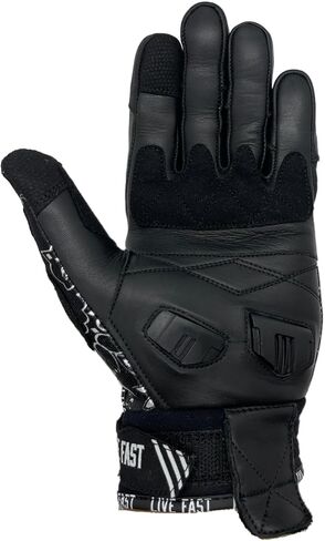 Black & White Paisley Motorcycle Gloves - Best Mountain Leather Dirt Bike Moto Riding Motorcycle/Motocross Gloves for Men, Women Bikers in Kuwait