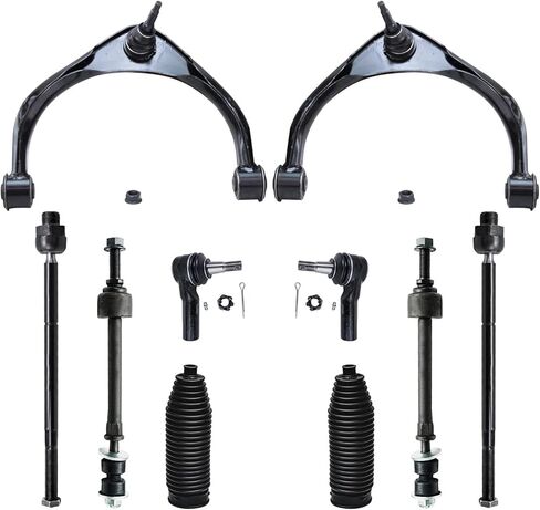 Detroit Axle - Front 10pc Suspension Kit for 4WD 09-12 Dodge Ram 1500, 2009 2010 2011 2012, 2 Upper Control Arms w/Ball Joints 4 Tie Rods 2 Sway Bars 2 Boots Replacement 5 Lugs in Saudi Arabia