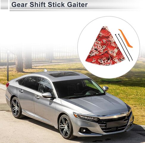 1 Set Gear Shift Stick Gaiter Decoration 11.02"x1.77"x11.22" Gear Stick Knob Cover Boot Shift Cover with Tool Red Polyester in Saudi Arabia