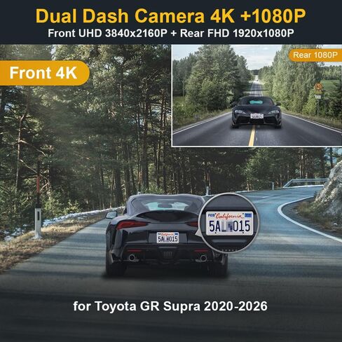 Fitcamx Front 4K+Rear 1080P Dash Cam Adapts for Toyota GR Supra 2020-2026 (HD2-4031), Integrated OEM Look, 2 Way HD Video, WiFi & APP, Loop Recording, Collision Detection, Easy to Set, 128GB Card in Saudi Arabia