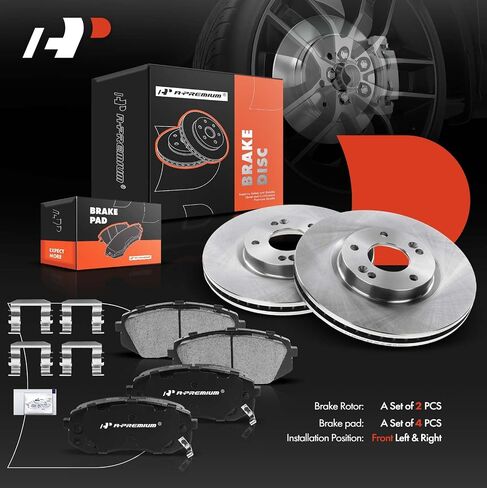 A-Premium 11.81 inch (300mm) Front Vented Disc Brake Rotors + Ceramic Pads Kit Compatible with Select Hyundai and Kia Models - Tucson 2010-2015, For Sportage 2011-2016, 6-PC Set in Saudi Arabia