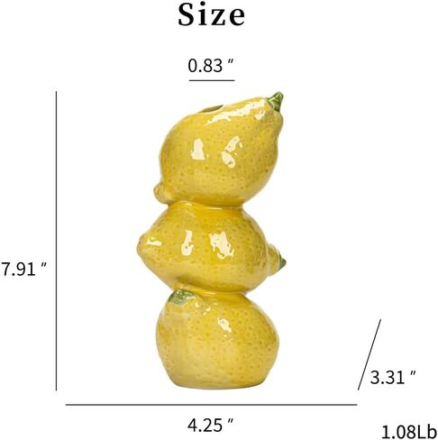 Modern Mediterranean Style Decorative 3D Lemon Shape Yellow Ceramic Flower Vase Table Centerpieces for Home Kitchen Decor and Housewarming Gift in Saudi Arabia