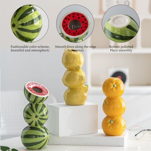 Modern Mediterranean Style Decorative 3D Lemon Shape Yellow Ceramic Flower Vase Table Centerpieces for Home Kitchen Decor and Housewarming Gift in Saudi Arabia