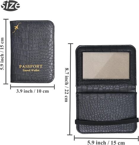 Passport Holder with Airtag Slot, Airtag Passport Wallet for Men Women, Slim Leather Passport Holder Case Family for Travel Anti-Lost(1-Lichee Black) in Saudi Arabia