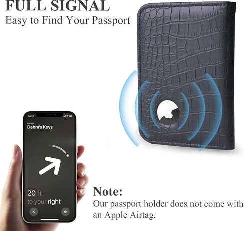 Passport Holder with Airtag Slot, Airtag Passport Wallet for Men Women, Slim Leather Passport Holder Case Family for Travel Anti-Lost(1-Lichee Black) in Saudi Arabia