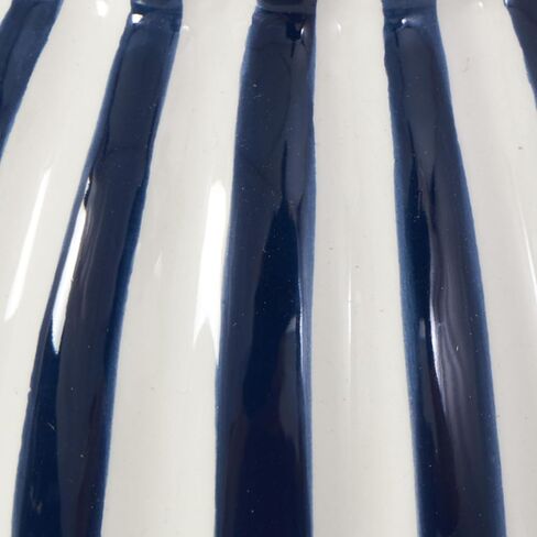 Deco 79 Ceramic Decorative Vase Striped Rounded Centerpiece Vases with Varying Shapes, Set of 2 Flower Vases for Home Decoration 8", 8" H, Blue in Saudi Arabia