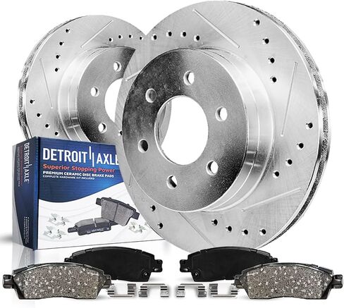 Detroit Axle - مجموعة الفرامل الأمامية لعام 1998 1999 Dodge Durango / 1999 Dakota حفر ودوارات الفرامل المقطوعة من وسادات الفرامل السيراميك استبدال الأجهزة in Saudi Arabia