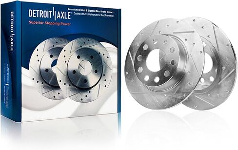 Detroit Axle - 1.4L Brake Kit for Volkswagen 2019 2020 Jetta 11.34 inch Front and 10.71 inch Rear Drilled Slotted Brake Rotors Ceramic Brakes Pads Replacement in Kuwait