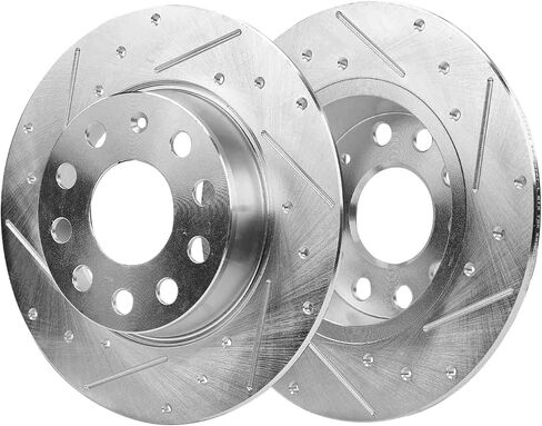 Detroit Axle - 1.4L Brake Kit for Volkswagen 2019 2020 Jetta 11.34 inch Front and 10.71 inch Rear Drilled Slotted Brake Rotors Ceramic Brakes Pads Replacement in Kuwait