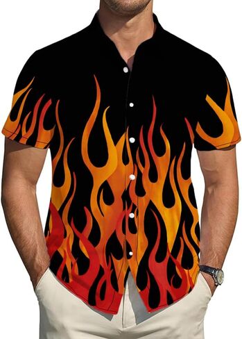 Men's Hawaiian Shirts Short Sleeve Beach Tropical Button-Down Shirt for Men in Kuwait