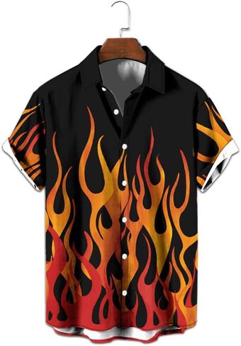 Men's Hawaiian Shirts Short Sleeve Beach Tropical Button-Down Shirt for Men in Kuwait