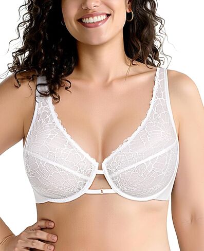 Minimizer Bras for Women Full Coverage See Through Sheer Lace Bra Mesh Unlined Bralette in Saudi Arabia