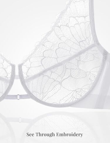 Minimizer Bras for Women Full Coverage See Through Sheer Lace Bra Mesh Unlined Bralette in Saudi Arabia