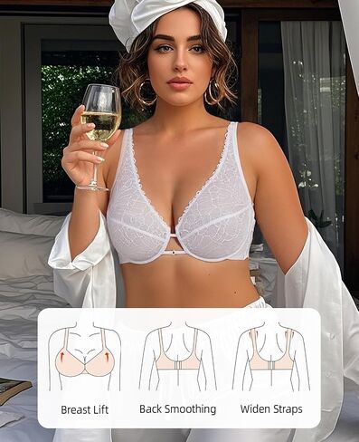 Minimizer Bras for Women Full Coverage See Through Sheer Lace Bra Mesh Unlined Bralette in Saudi Arabia