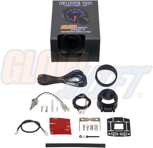 GlowShift Elite 10 Color 280 F Water Coolant Temperature Gauge Kit - Includes Electronic Sensor - Black Dial - Tinted Lens - Peak Recall Function - for Car & Truck - 2-1/16" 52mm in Saudi Arabia