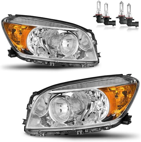 Headlights Assembly for 2006 2007 2008 Toyota RAV4 Halogen Headlamp Replacement, High/Low Beam W/Bulbs, Driver & Passenger Side in Saudi Arabia