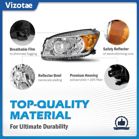 Headlights Assembly for 2006 2007 2008 Toyota RAV4 Halogen Headlamp Replacement, High/Low Beam W/Bulbs, Driver & Passenger Side in Saudi Arabia