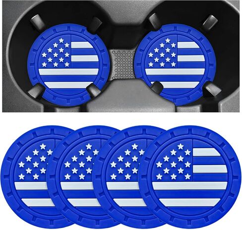4 PCS CAR CUP COPTERS ، 2.75 بوصة عالمية غير قابلة للانزلاق ، إدراج العلم الأمريكي لحاملي أكواب السيارات ، حصيرة شرب السيارات المقاومة للصدمات للرجال ، ديكور السيارة الداخلية (أسود) in Kuwait