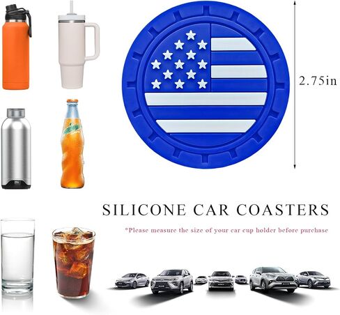 4 PCS CAR CUP COPTERS ، 2.75 بوصة عالمية غير قابلة للانزلاق ، إدراج العلم الأمريكي لحاملي أكواب السيارات ، حصيرة شرب السيارات المقاومة للصدمات للرجال ، ديكور السيارة الداخلية (أسود) in Kuwait
