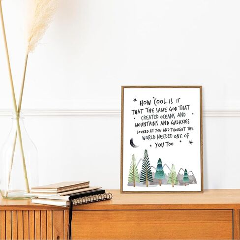 Howwii Inspirational Wall Art for Nursery Mountain Decor ، نفس إله الخلق الديكور المسيحي في غرفة الأطفال ، أول هدايا هدية معمودية للبنات (إطار بني) in Kuwait