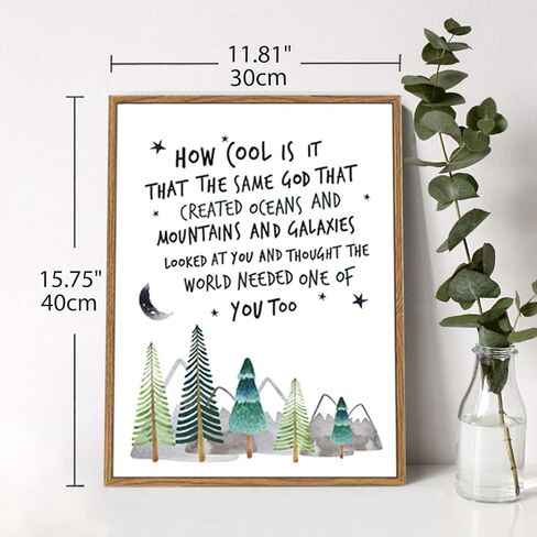 Howwii Inspirational Wall Art for Nursery Mountain Decor ، نفس إله الخلق الديكور المسيحي في غرفة الأطفال ، أول هدايا هدية معمودية للبنات (إطار بني) in Kuwait
