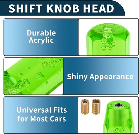 Car Shift Knob 15cm Octagonal Crystal | Front Universal for Automatic and Manual Vehicle Acrylic Purple with 2 Adapter 1 Set in Saudi Arabia