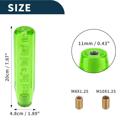Car Shift Knob 15cm Octagonal Crystal | Front Universal for Automatic and Manual Vehicle Acrylic Purple with 2 Adapter 1 Set in Saudi Arabia
