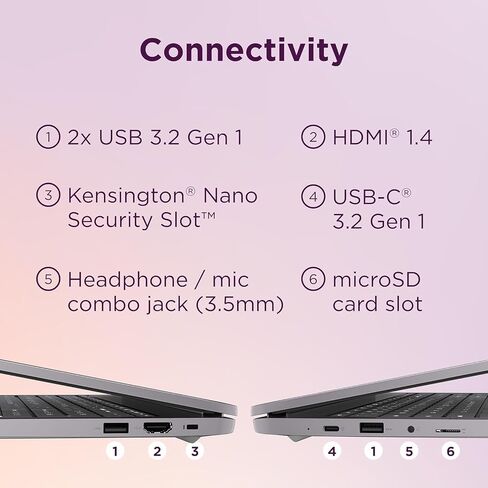 Lenovo Chromebook 15 (15.6" FHD, 8GB RAM, 128GB Storage (64GB eMMC + 64GB SD Card), 2TB Cloud Storage, Intel Celeron), Home & Student Laptop, Webcam, 10-Hr Long Battery Life, Wi-Fi 6, Chrome OS in Kuwait