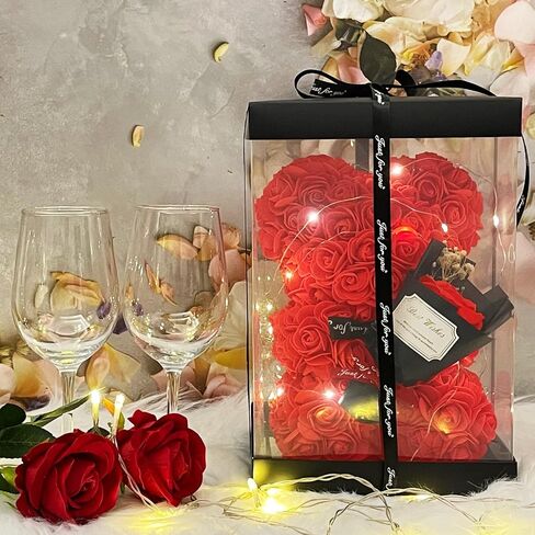 Mothers' Day Gift For Mom Grandma Red Rose Flower Teddy Bear Blind Box Pearl Necklace For Valentine’s day Birthday Holiday Gifts For Her, Wife Girlfriend Women Gift Wedding Anniversary Home Decor in Kuwait