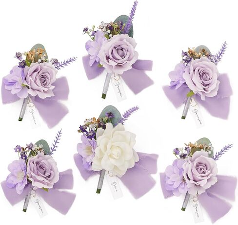 Serwalin 2 Pcs White Boutonniere for Men, Groom Groomsmen Best Man Guest Boutonnieres, Artificial Flowers Silk Rose for Wedding Prom Ceremony Anniversary Party Homecoming in Saudi Arabia