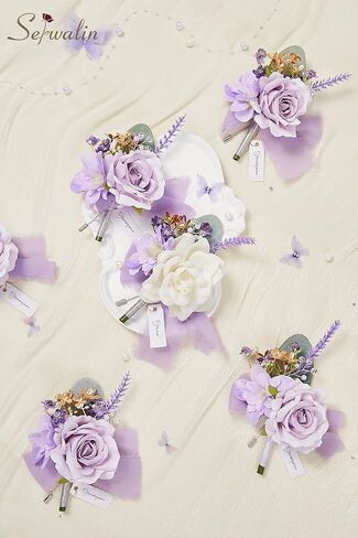 Serwalin 2 Pcs White Boutonniere for Men, Groom Groomsmen Best Man Guest Boutonnieres, Artificial Flowers Silk Rose for Wedding Prom Ceremony Anniversary Party Homecoming in Saudi Arabia