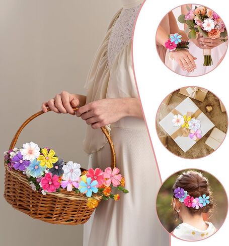 100pcs زهور صغيرة مزيفة للحرف المصغرة فو برؤوس الزهرة الاصطناعية رؤوس الزهور الاصطناعية الحرير الصغير ديزي زهور الزهور in Saudi Arabia