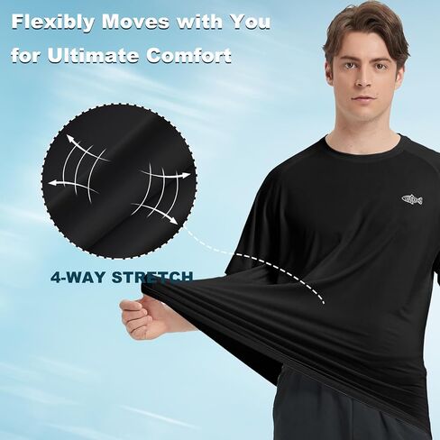 Riverruns Men's Fishing Shirt Short Sleeve UPF 50+ UV Sun Protection T-Shirt Rash Guard Swim Shirt #1024 in Kuwait