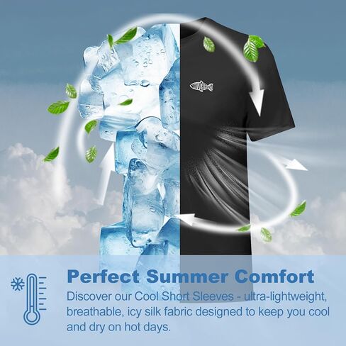Riverruns Men's Fishing Shirt Short Sleeve UPF 50+ UV Sun Protection T-Shirt Rash Guard Swim Shirt #1024 in Kuwait