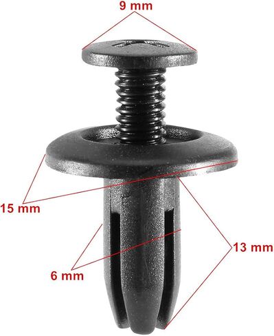 Rexka Fender Push in Type Plastic Rivets Fastener 15 x 12 x 6mm for Honda 90683-SA5-003 Prelude (Pack of 50) in Saudi Arabia