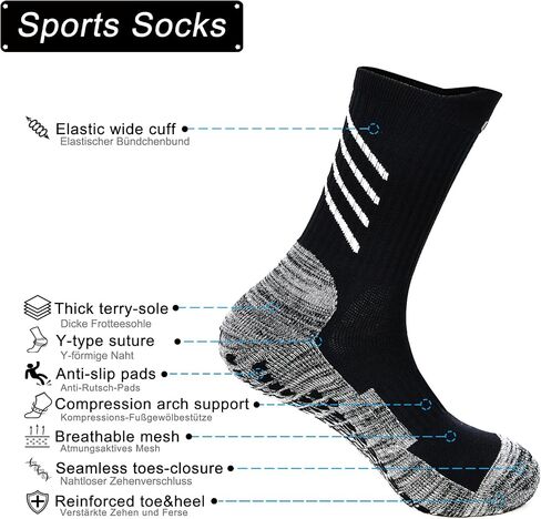 Anti-slip Soccer Socks Men Women Cushion Cotton Breathing Grip Sports Socks Rugby Yoga Baseball Hiking Running in Saudi Arabia