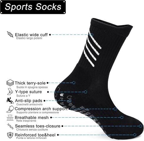 Anti-slip Soccer Socks Men Women Cushion Cotton Breathing Grip Sports Socks Rugby Yoga Baseball Hiking Running in Saudi Arabia