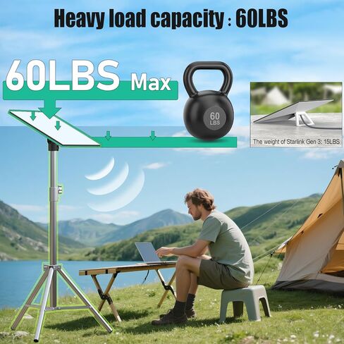 Starlink Tripod Stand Gen 3, Stainless Steel Starlink Mount for Standard 4/4X/V3, Includes Pipe Adapter, Height 1.64Feet, Portable Antenna Starlink Accessories in Kuwait
