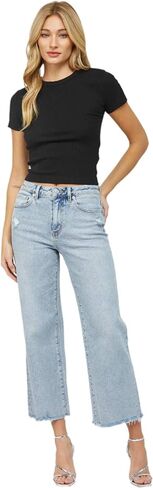 SALT TREE Mica Denim - High Rise Ankle Wide Jeans - MDP-W3034LT in Saudi Arabia