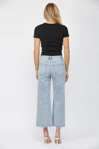 SALT TREE Mica Denim - High Rise Ankle Wide Jeans - MDP-W3034LT in Saudi Arabia