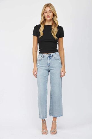 SALT TREE Mica Denim - High Rise Ankle Wide Jeans - MDP-W3034LT in Saudi Arabia