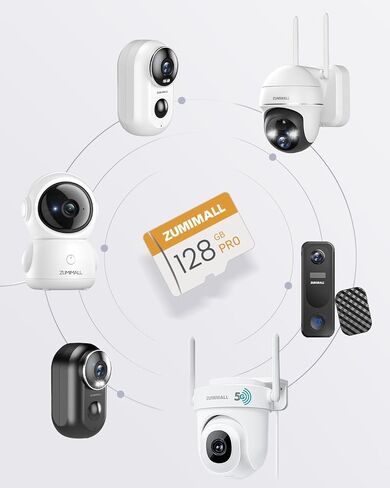 ZUMIMALL 128GB SD Card for Outdoor Security Cameras - 4-Pack, High-Speed, Local Storage, Compatible with ZUMIMALL Cameras for Reliable Video Recording and Playback in Saudi Arabia