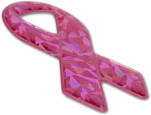 Elektroplate Pink Ribbon Breast Cancer Awareness Reflective Domed Decal (3.5" x 1.75") Premium 3D All Weather Vinyl Sticker for Car, Water Bottle, Laptop, Phone & More | Made in The USA in Saudi Arabia