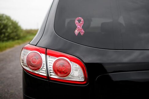 Elektroplate Pink Ribbon Breast Cancer Awareness Reflective Domed Decal (3.5" x 1.75") Premium 3D All Weather Vinyl Sticker for Car, Water Bottle, Laptop, Phone & More | Made in The USA in Saudi Arabia