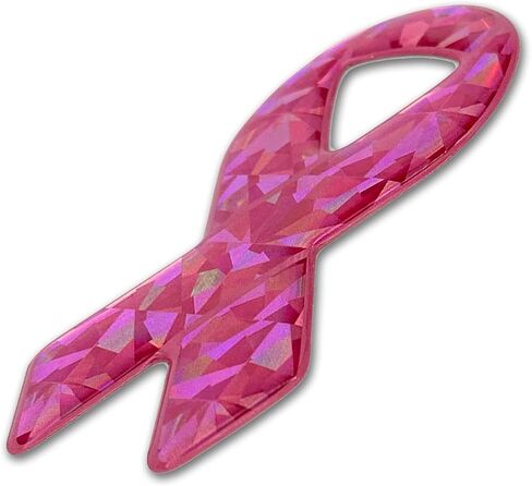 Elektroplate Pink Ribbon Breast Cancer Awareness Reflective Domed Decal (3.5" x 1.75") Premium 3D All Weather Vinyl Sticker for Car, Water Bottle, Laptop, Phone & More | Made in The USA in Saudi Arabia