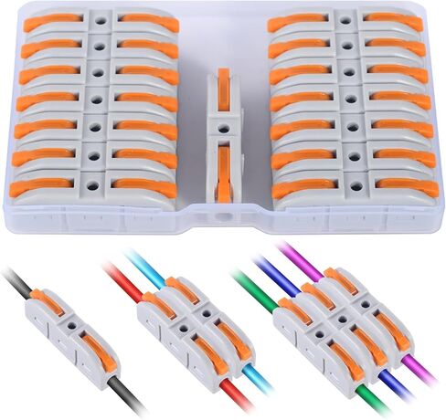 Lever Wire Connectors, HTCELLE 60-Piece Quick Connect Electrical Splicing Kit for Compact Inline Terminals - 28-12 AWG, 1 in 1 out in Kuwait