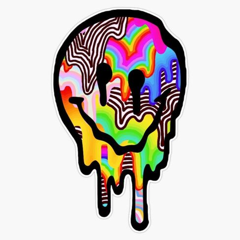 Trippy Drippy Smiley Face Vinyl Window Bumper Sticker Decal 5" in Saudi Arabia