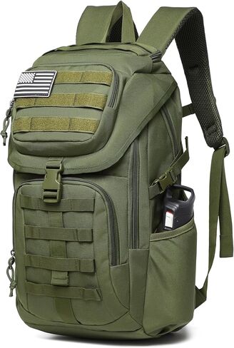حقيبة ظهر Wotony العسكرية التكتيكية من النايلون العسكري MOLLE حقيبة ظهر لمدة 3 أيام حقيبة ظهر 27 لتر للرجال، تستخدم للمشي لمسافات طويلة في الهواء الطلق والتخييم والصيد (أسود بالكامل) in Kuwait