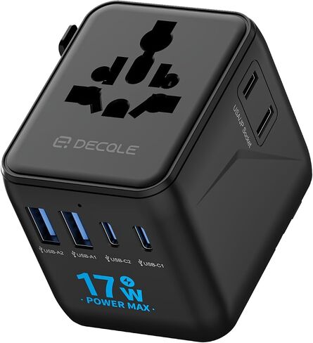 محول السفر العالمي ، محول توصيل السفر الدولي مع 3 موانئ USB-C ＆ 2 USB-A (إجمالي 30W) ، كل ذلك في محول محمول واحد ، للولايات المتحدة الأمريكية ، المملكة المتحدة ، الاتحاد الأوروبي ، AU ＆ 224+ بلدان (أبيض) in Saudi Arabia