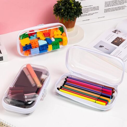 4pcs علبة سوستة قشرة صلبة صغيرة صافية للتخزين ، 7.9 "× 4.7" أكياس سحاب محمولة بلاستيكية محمولة منظمة سفر منظم سلة ، حقيبة تجميلية للتنظيم in Saudi Arabia